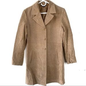 BOSTON PROPER Women’s Leather Suede Long Coat